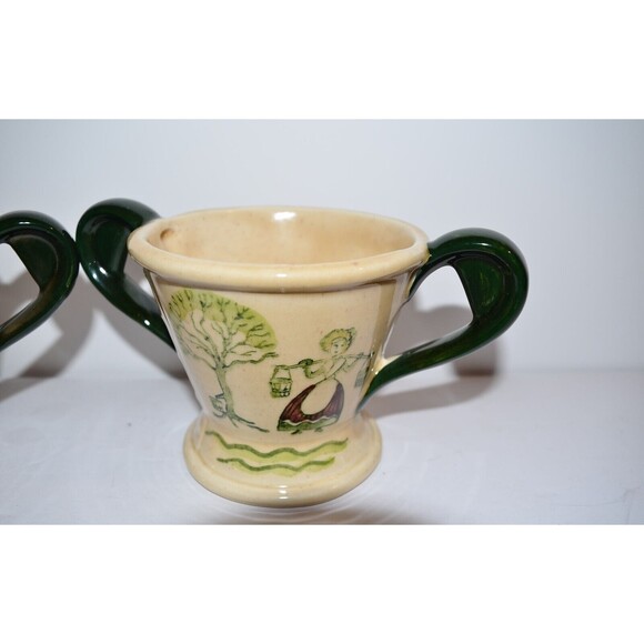 Poppytrail  Metlox Homestead Provincial Green Red Yellow Sugar Creamer Set Vtg - Picture 2 of 9